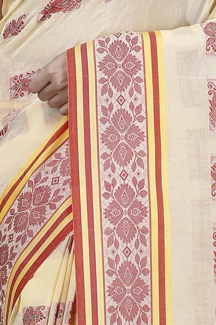 Off-White Pure Cotton Uditi Tant Saree (1227)